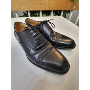 Gravati Mens Black Leather Cap Toe Oxford Dress Shoes Hand Made in Italy Size 10